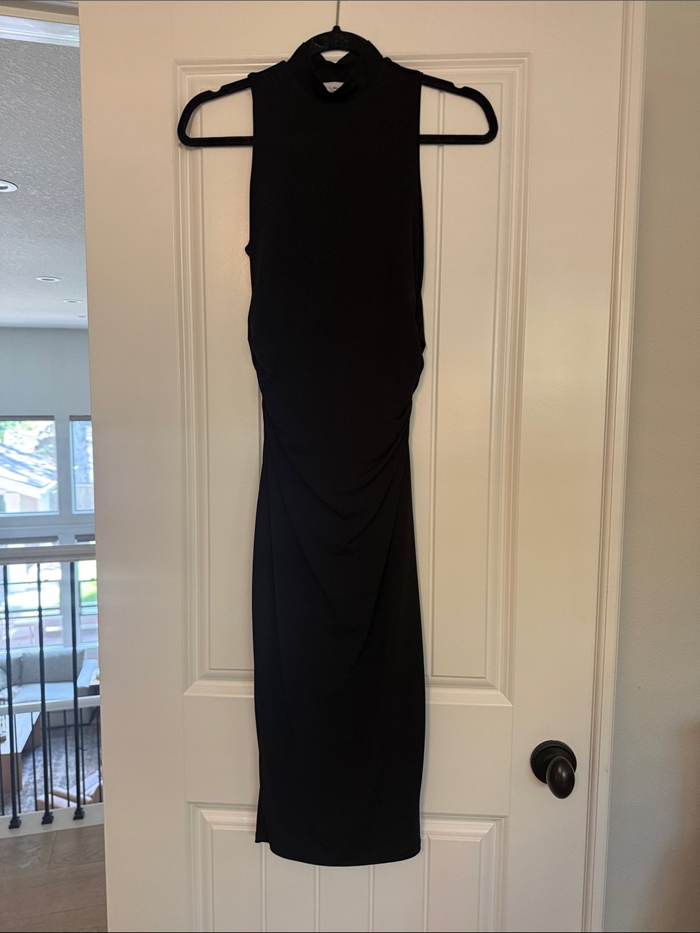 Socialite Black Sleeveless Mock Neck Midi Dress XS
